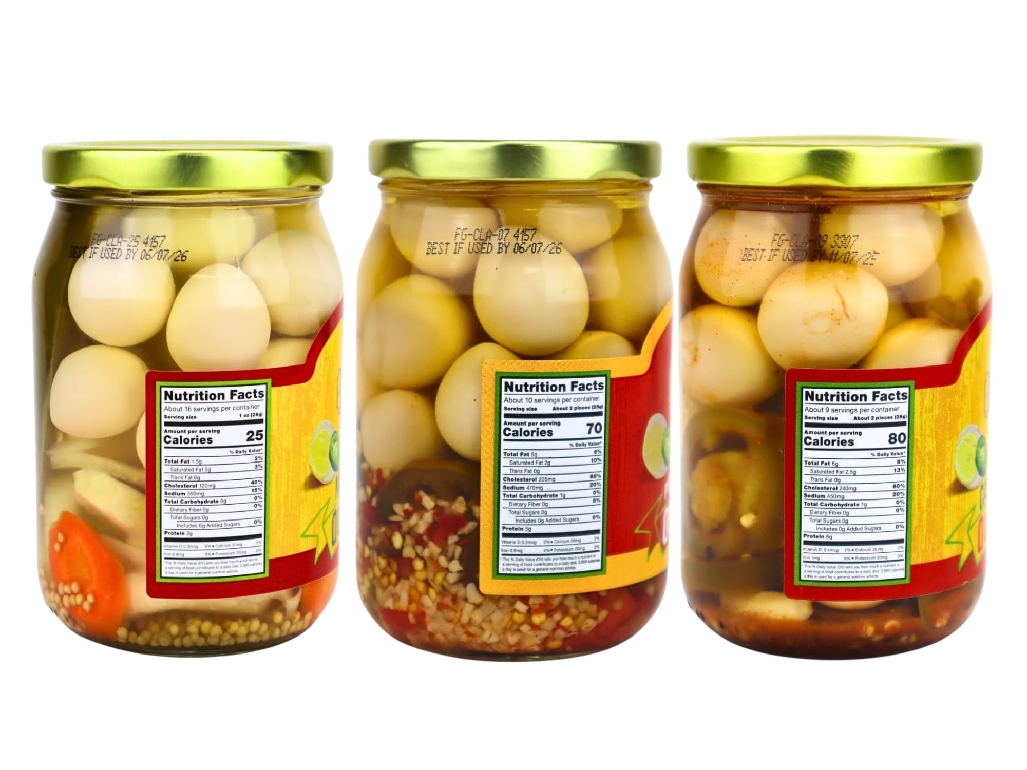 7 Farms Pickled Quail Eggs Jalapeno Jar adds bold heat to appetizers.