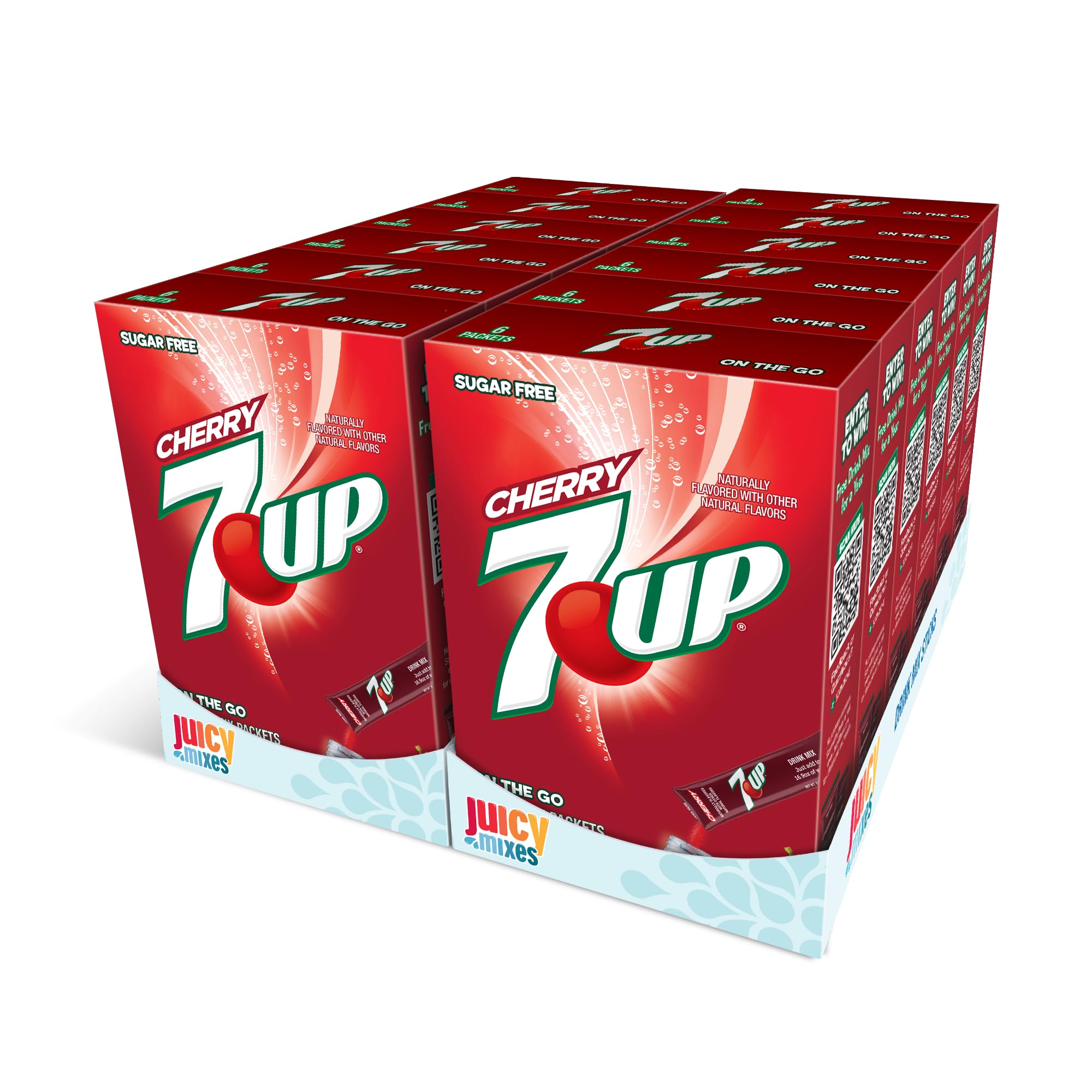 7UP Powder Drink Mix Cherry sticks for sugar-free hydration on the go.