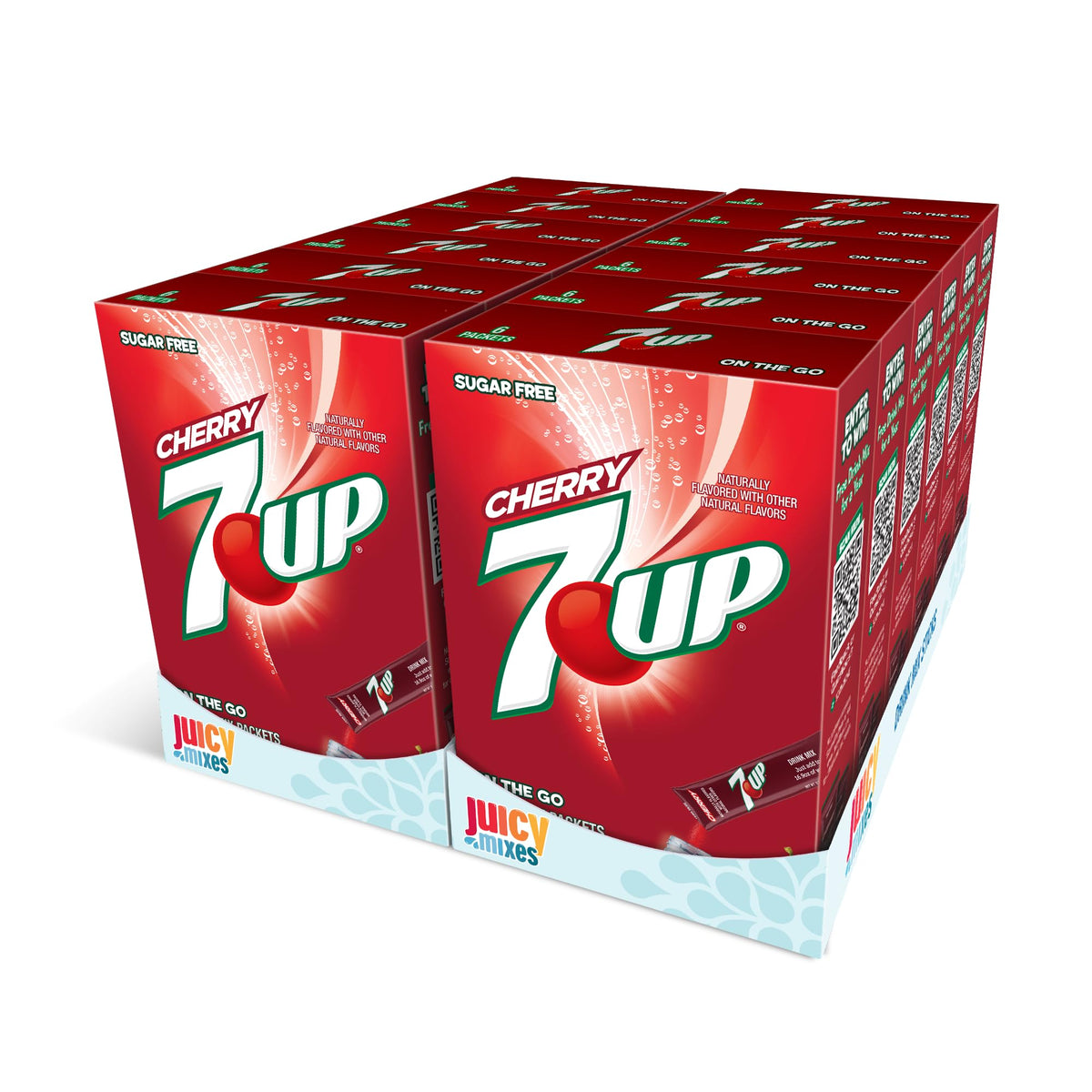 7UP Powder Drink Mix Cherry sticks for sugar-free hydration on the go.