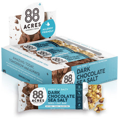 88 Acres granola bars dark chocolate sea salt pack shows convenient energy on the go