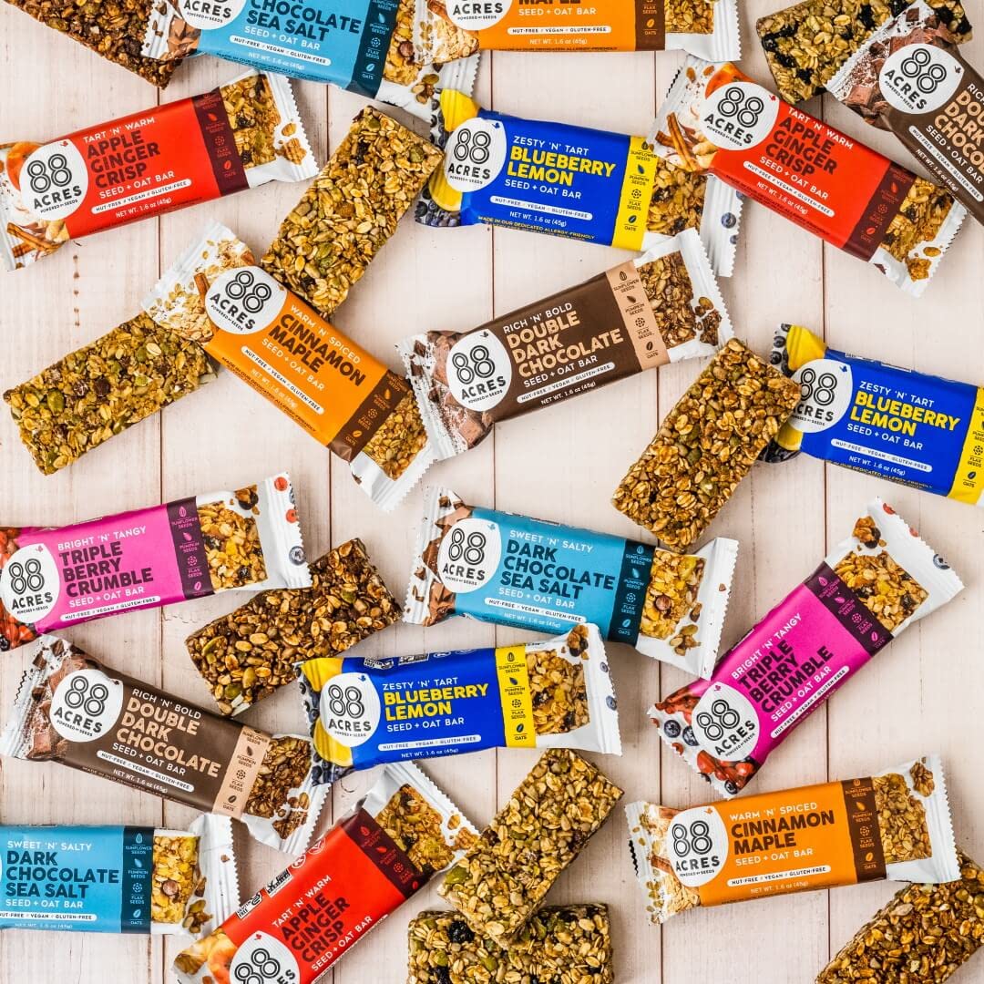 88 Acres granola bars gluten- and nut-free, family-safe snack option.
