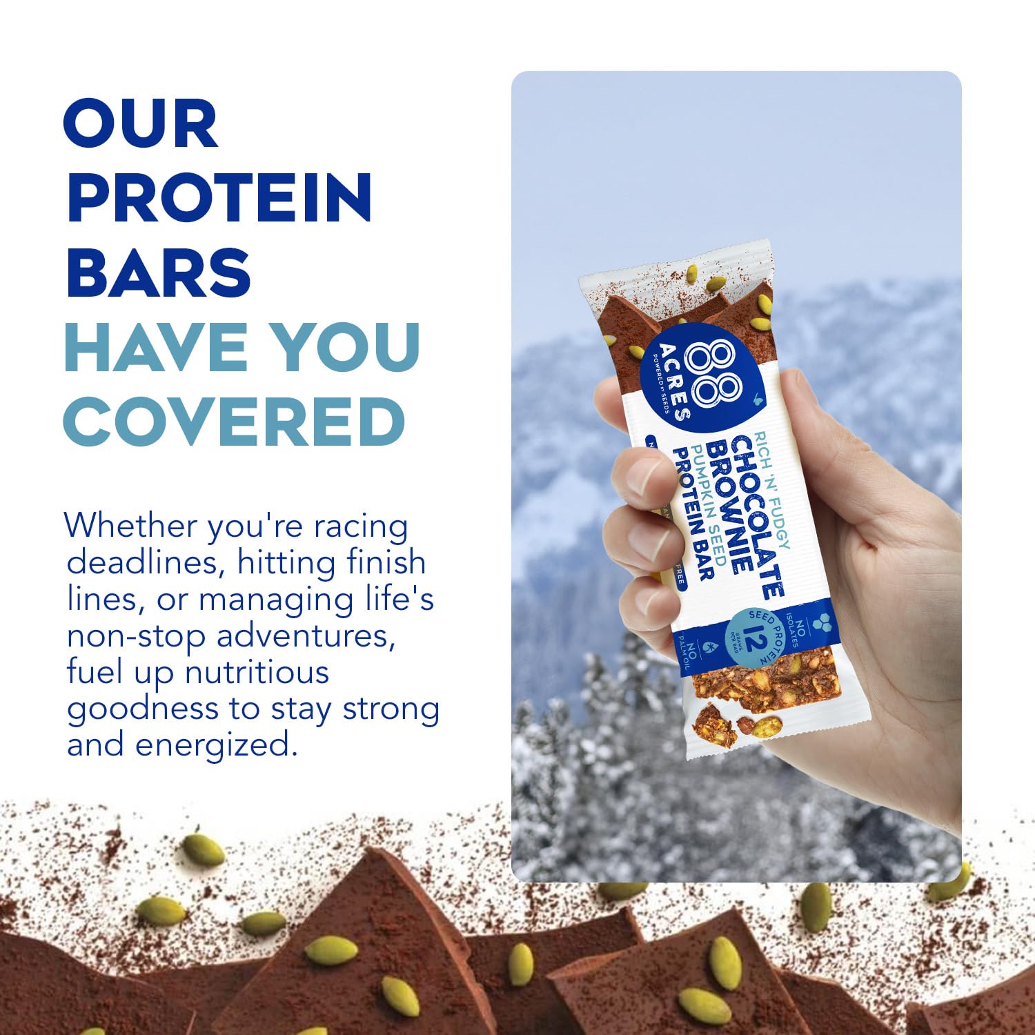 Vegan, non-GMO 88 Acres pumpkin seed bars as family-friendly snack option