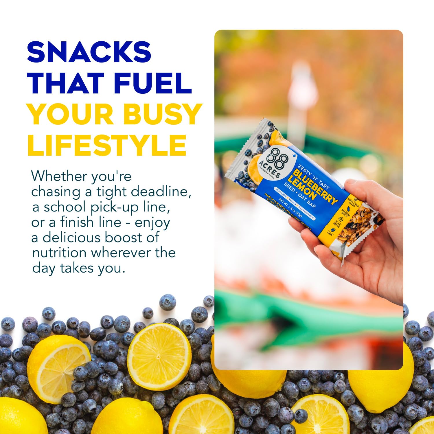 88 Acres school-safe snack ready for lunchboxes and after-school snacks.