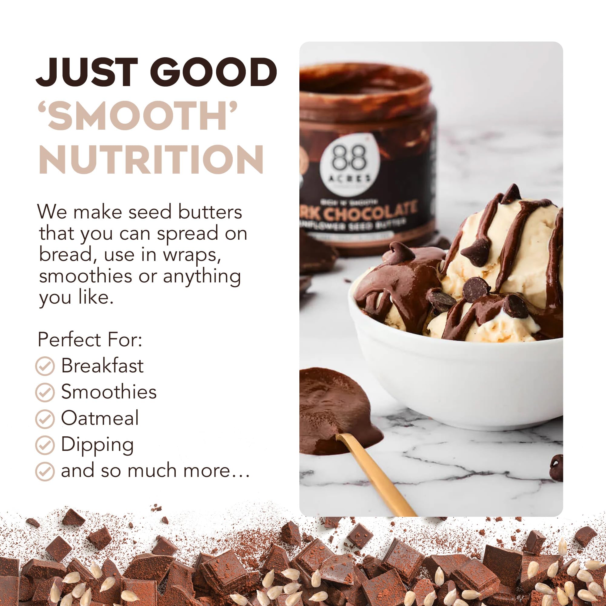 88 Acres Sunflower Butter scoop—easy, non-refrigerated serving.