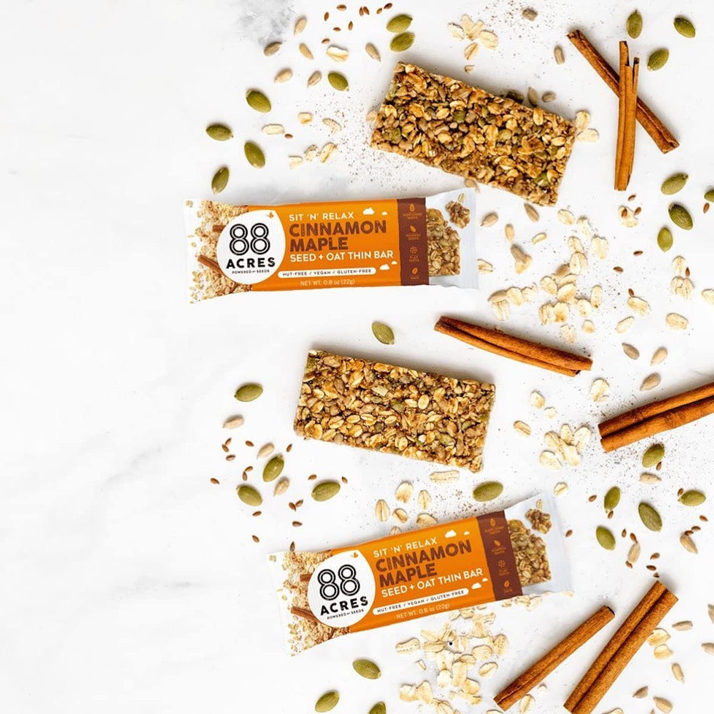 88 Acres gluten-free oats label emphasizing allergen-free snacking
