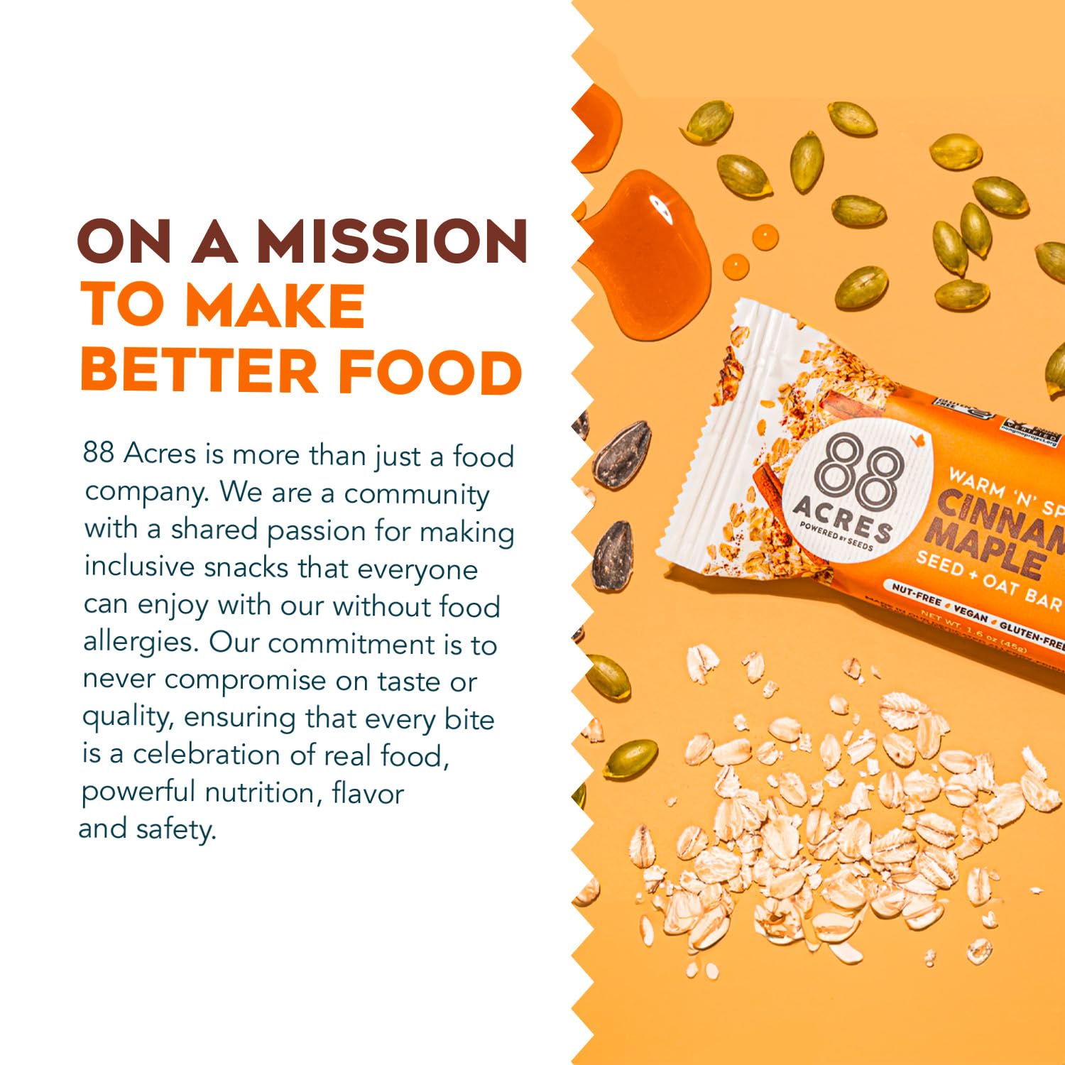 Lunchbox-ready 88 Acres Cinnamon Maple granola bar for mid-day energy