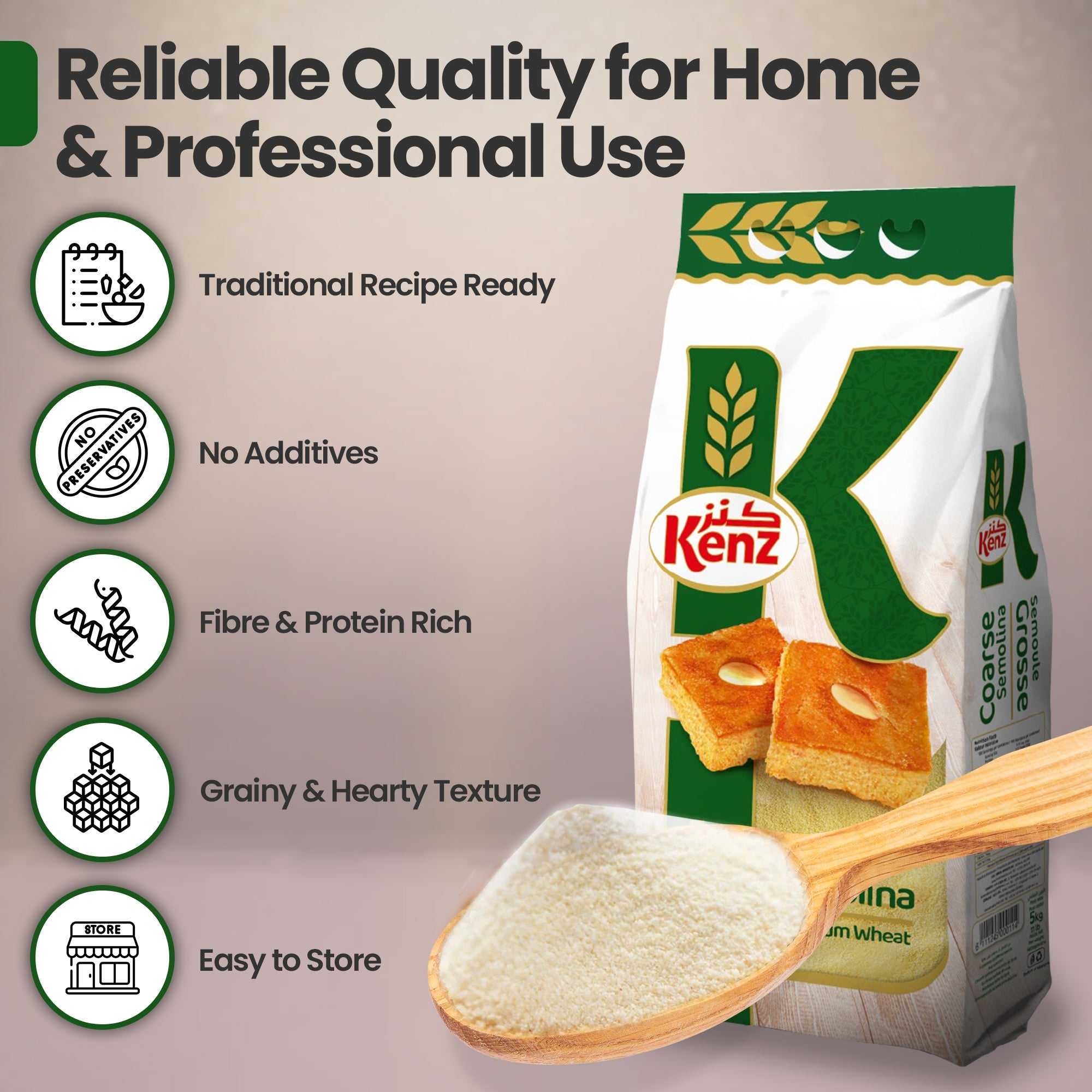 Kenz Coarse Durum Semolina 5Kg Bag