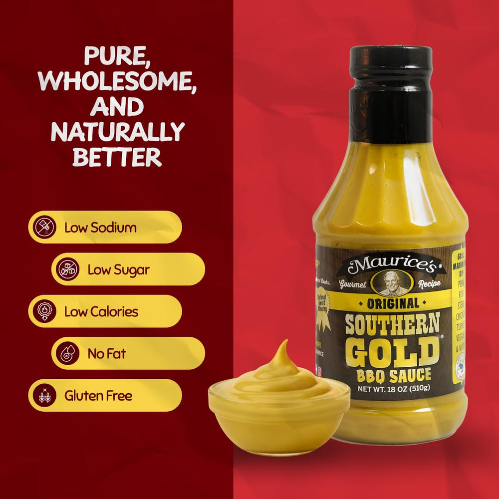 Maurice’s Southern Gold BBQ Sauce being poured for dipping during game night.