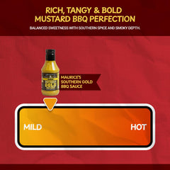 Maurice’s Southern Gold BBQ Sauce ingredients closeup, gluten-free and low-sugar profile.
