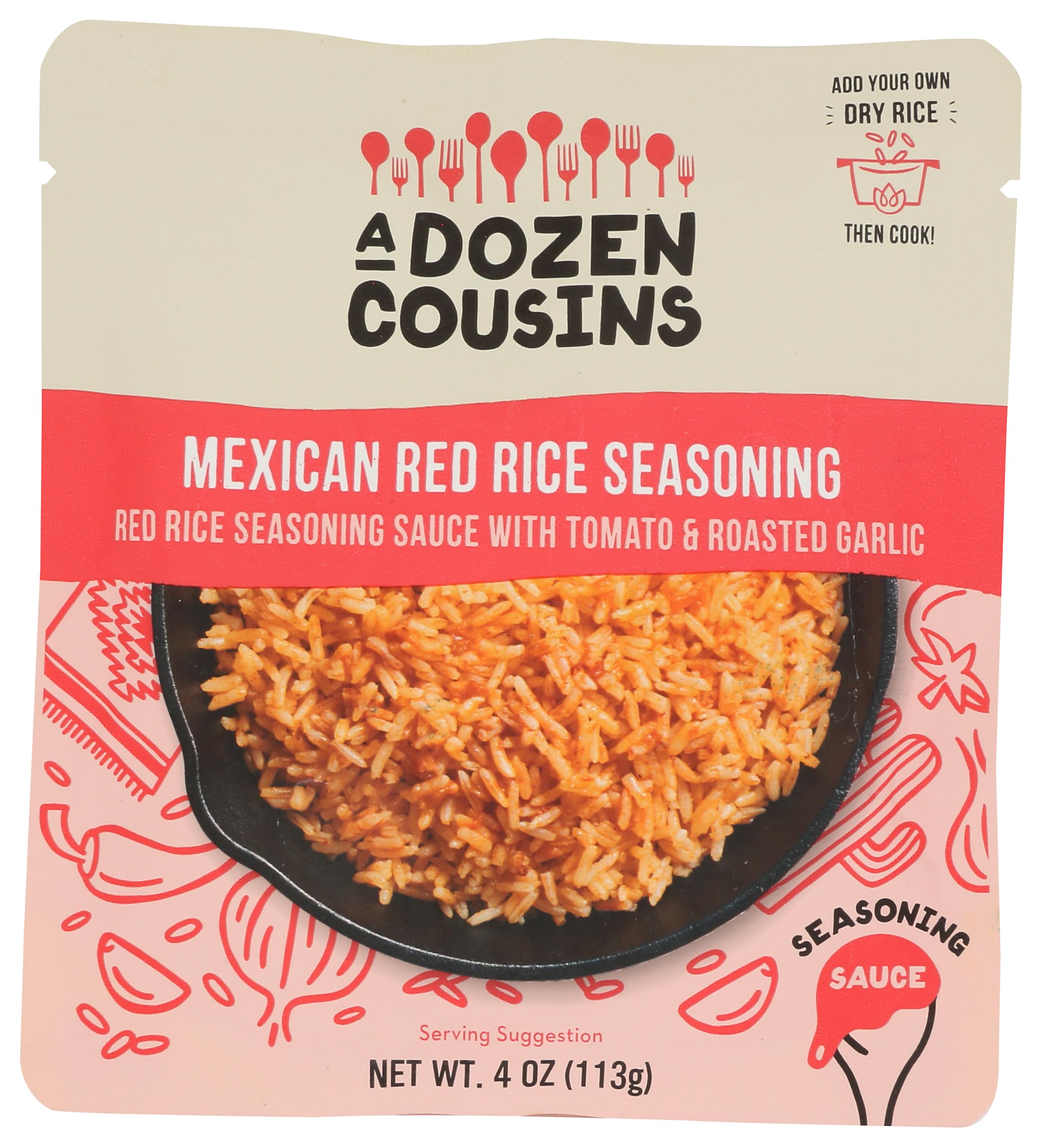 A Dozen Cousins Mexican Red Rice Seasoning Sauce bottle close-up for bold flavor ideas
