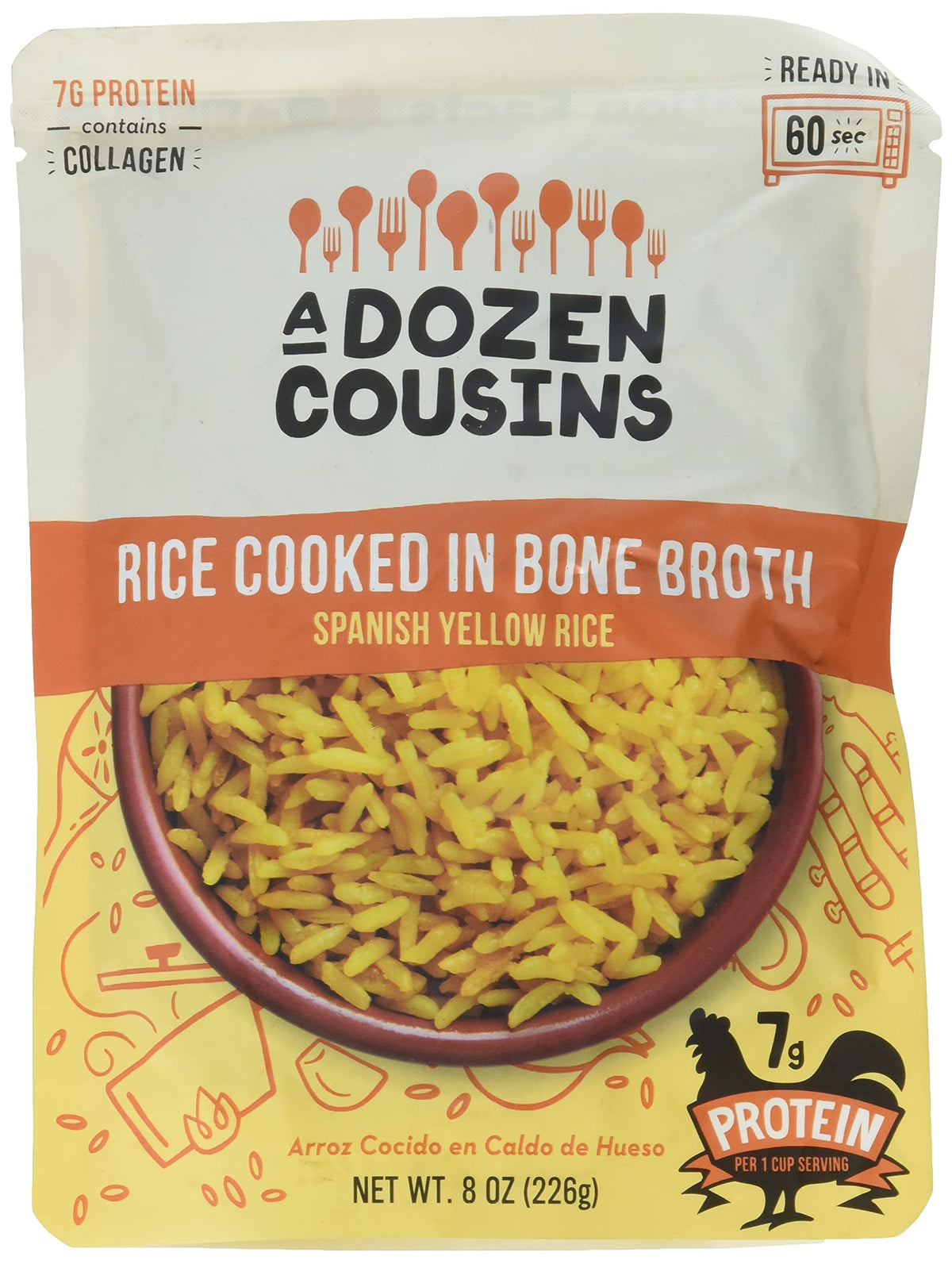 A Dozen Cousins Spanish Yellow Rice 8oz pack; quick, flavorful side option.