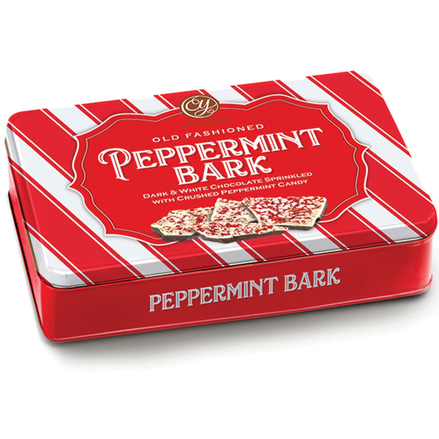 A Gift Inside CY Chocolates holiday tin design enhances gifting appeal.