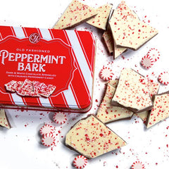 Dark and white chocolate layers with peppermint bits ideal for festive sharing.
