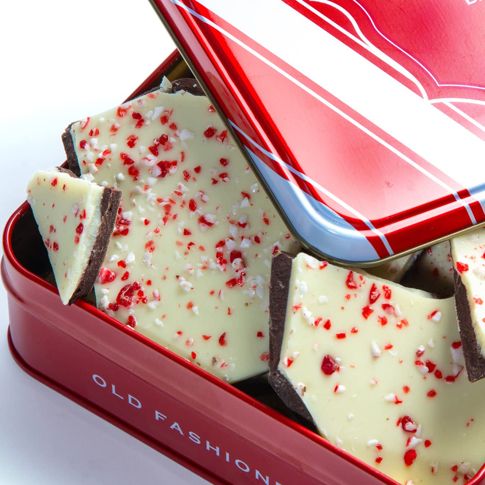 Crisp peppermint candy bits add texture to a seasonal chocolate treat.