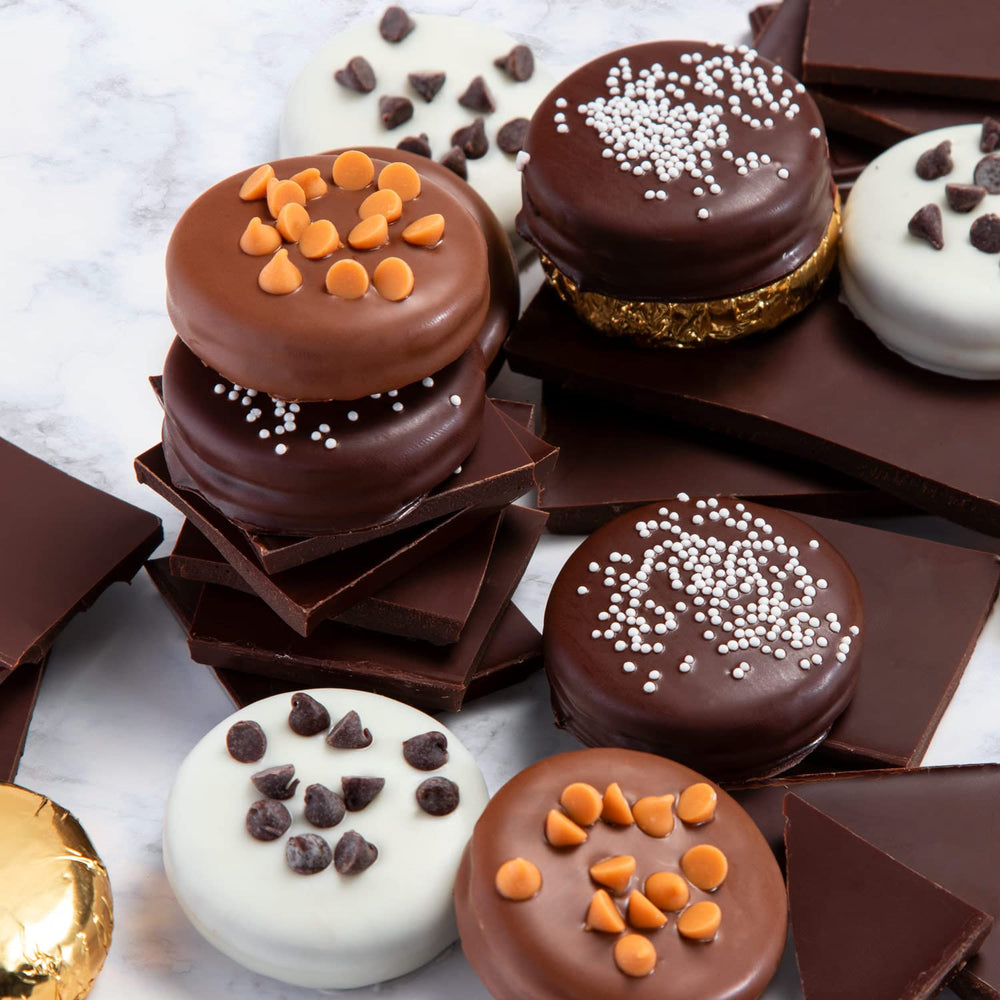 A Gift Inside Deluxe Oreo with white chocolate drizzle, elegant gifting option.