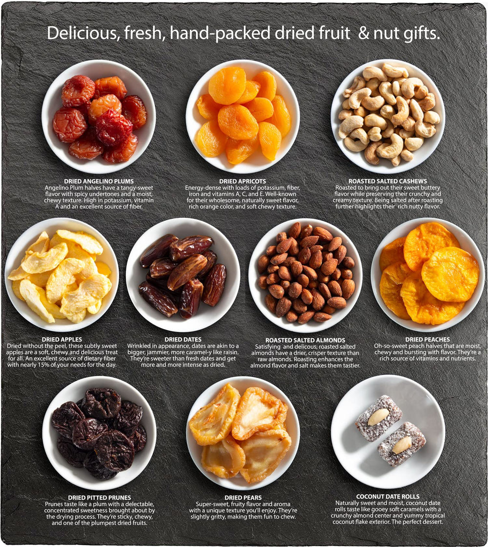 A Gift Inside Flora closeup of dried fruits and nuts for entertaining
