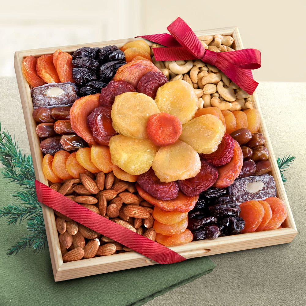 A Gift Inside Flora wooden tray with carved handle, reusable and stylish