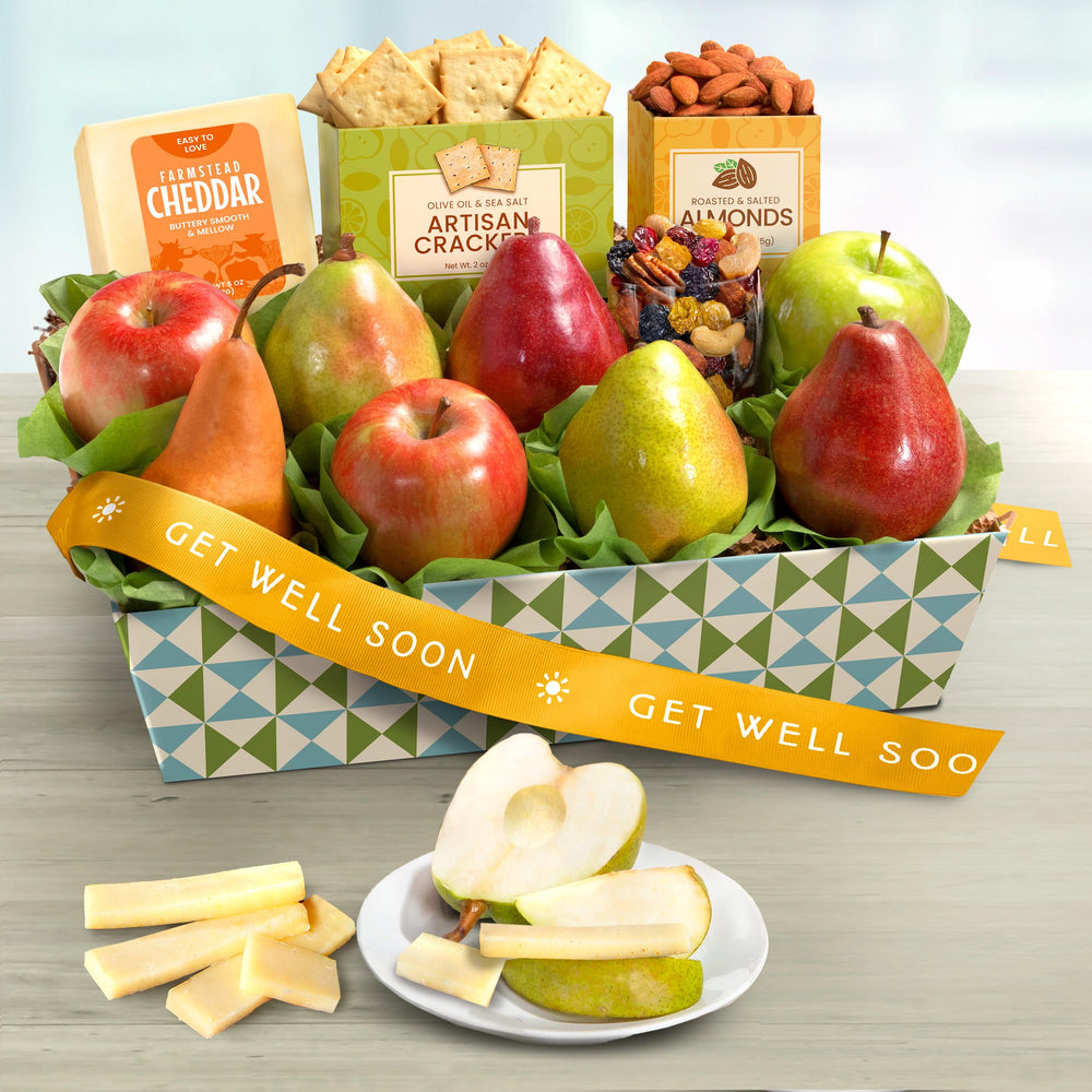 Natural cheddar cheese with crackers in the Get Well Soon basket