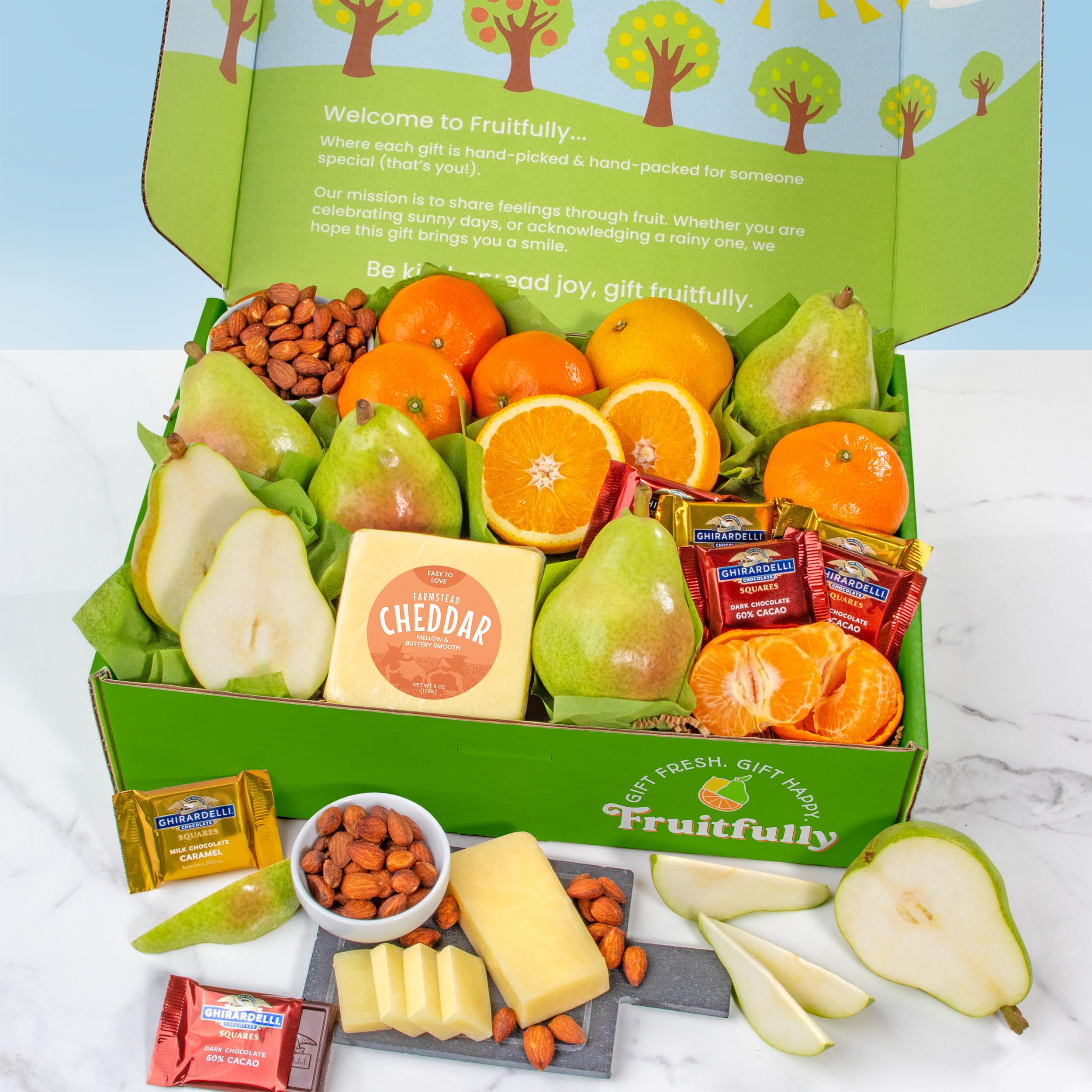 A Gift Inside Green Label Gouda cheese image, a versatile pairing for fruit gifts.