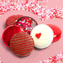 Love Berries Oreo white chocolate decor adds festive flair for Valentine gifting.