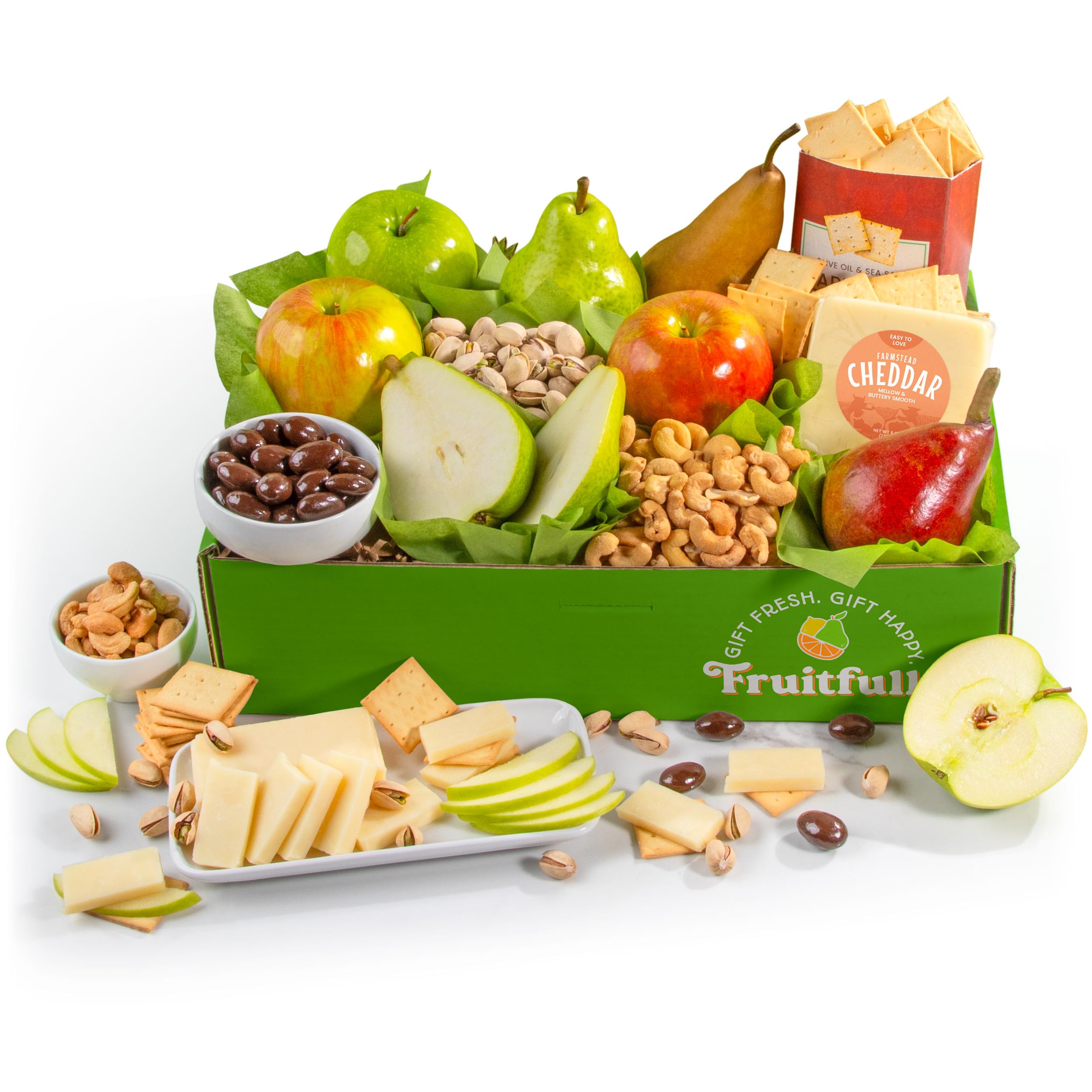 A Gift Inside pears and apples showcase in-box freshness for fruit-forward pairings.