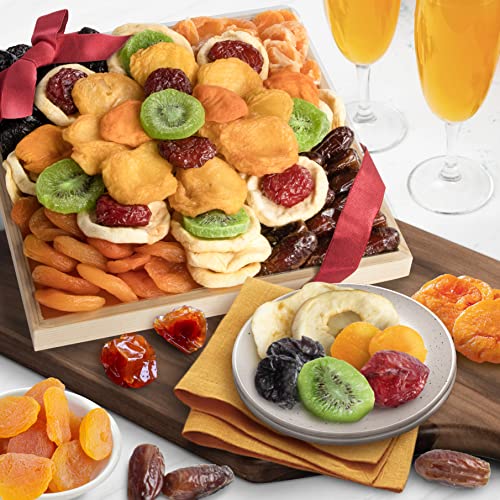 Sweet Bloom tray basket close-up shows vibrant fruit variety for gifting.