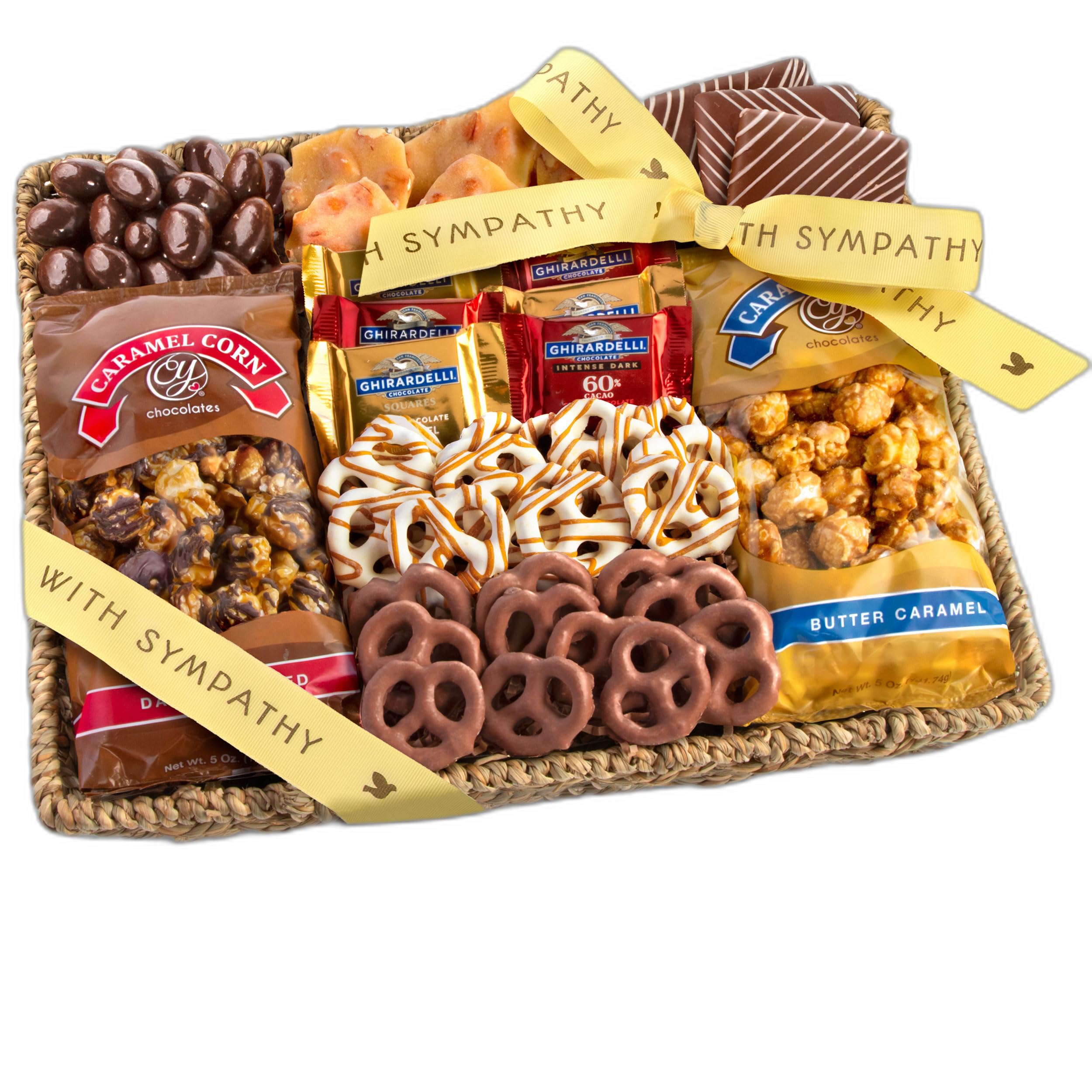 A Gift Inside sympathy basket top view, a thoughtful gesture for condolences and sharing.
