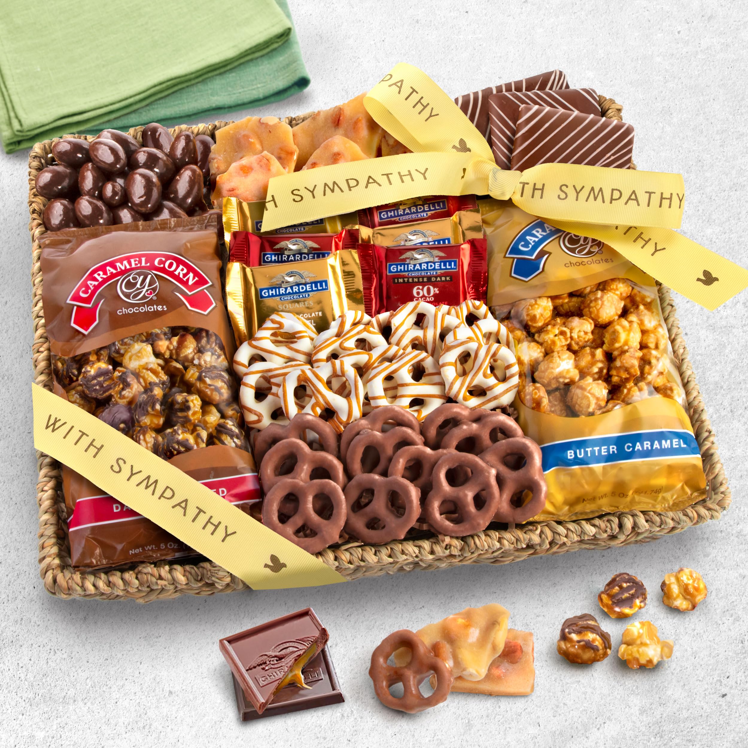 A Gift Inside sympathy chocolates and nuts close-up, premium treats ideal for comforting moments.