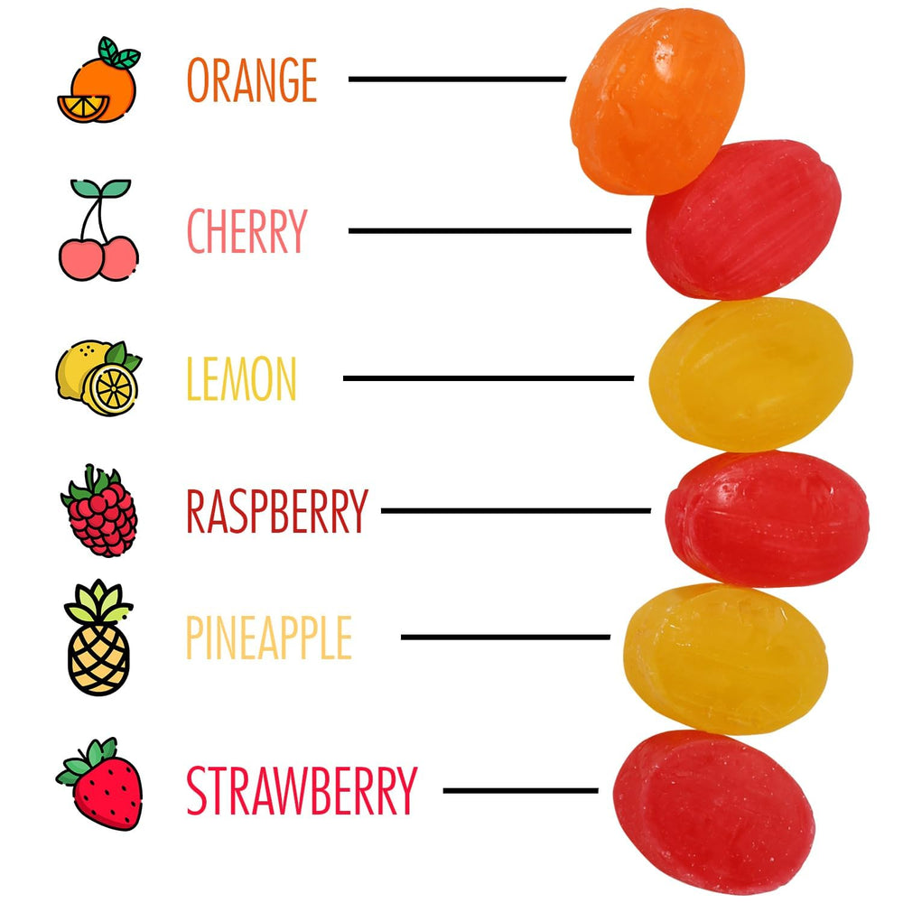 A Great Surprise assorted bon bons close-up showing fruit flavors.