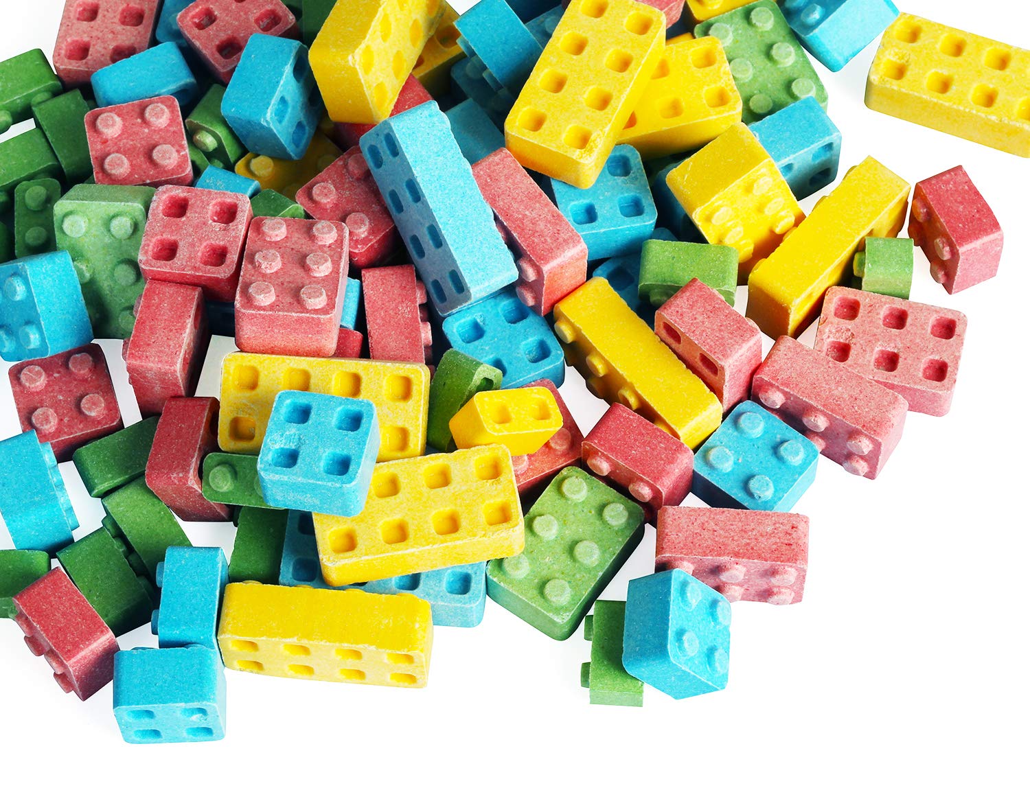 Bulk building block candies in a resealable pack for easy storage and value.