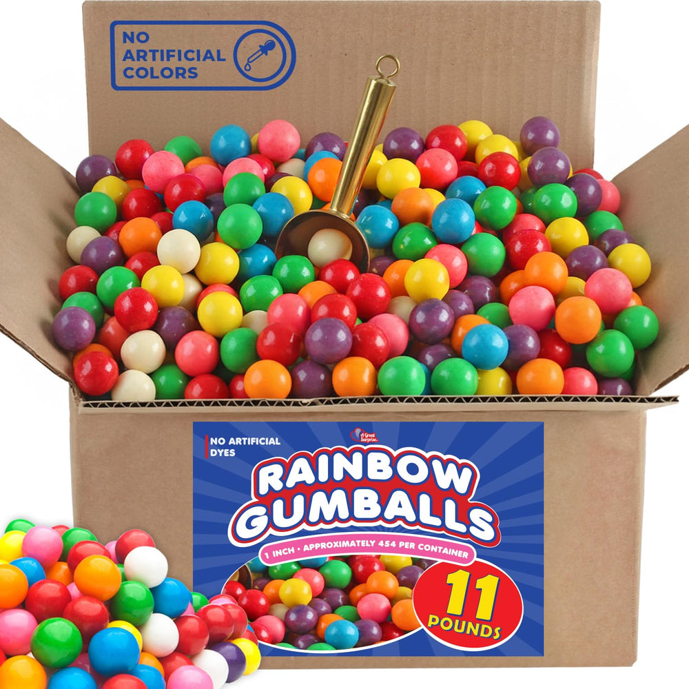 A Great Surprise rainbow gumballs bulk 11-lb box for vending machines and breakrooms.