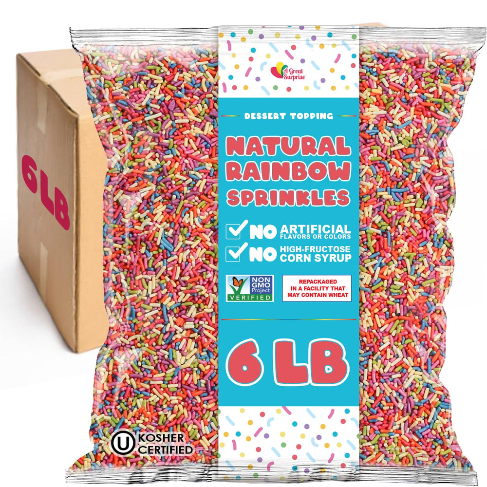 A Great Surprise bulk dye-free rainbow sprinkles for cake and cookie decorating