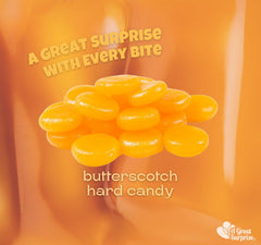 A Great Surprise butterscotch candies individually wrapped for freshness and sharing.
