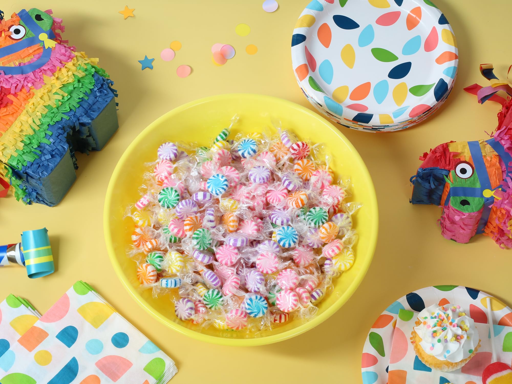 A Great Surprise classroom candy buffet inviting students to discover fruity flavors.