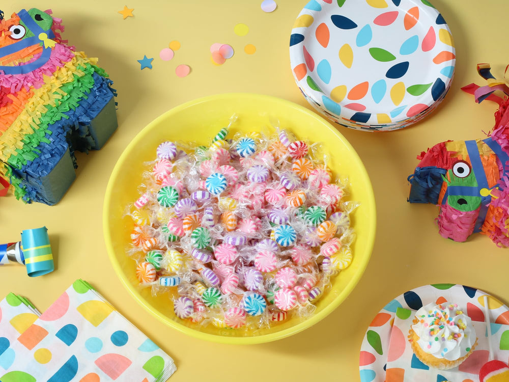 A Great Surprise classroom candy buffet inviting students to discover fruity flavors.