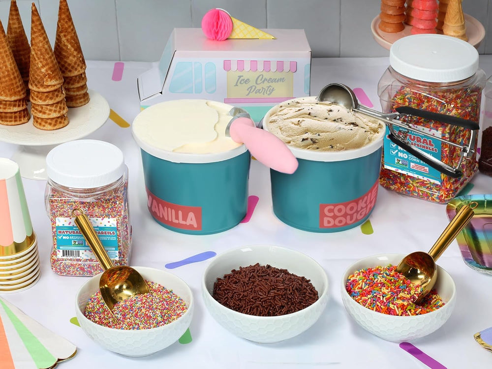 A Great Surprise sprinkles brighten cupcakes with natural color and texture.