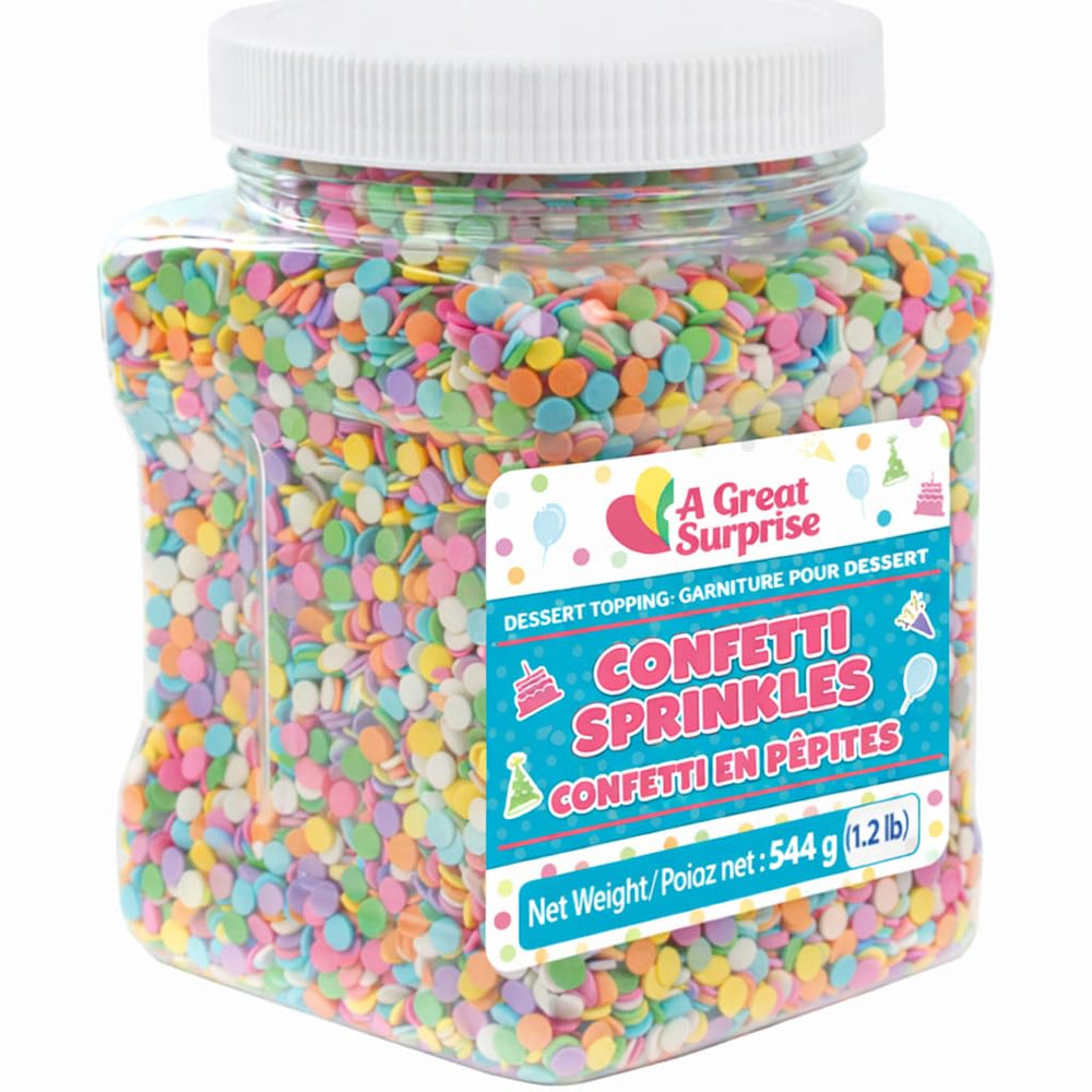 A Great Surprise EasterConfetti Sprinkles bulk bag closeup—vivid colors for festive baking.