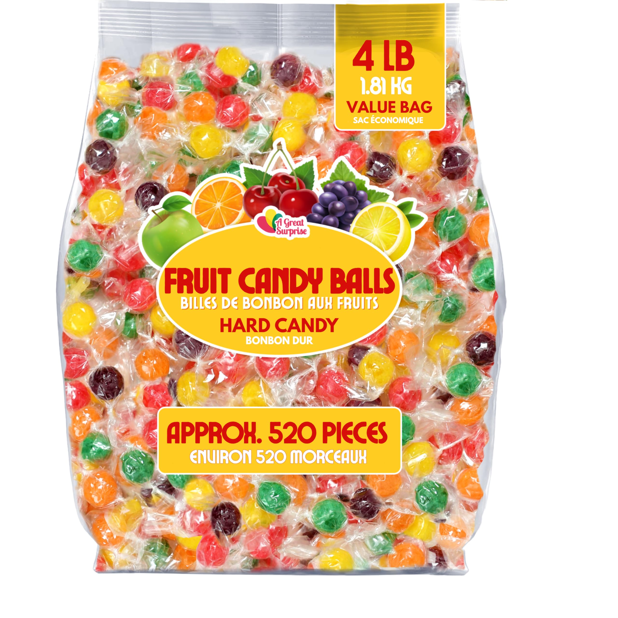A Great Surprise bulk 4 lb fruit balls bag ready for office or classroom sharing.