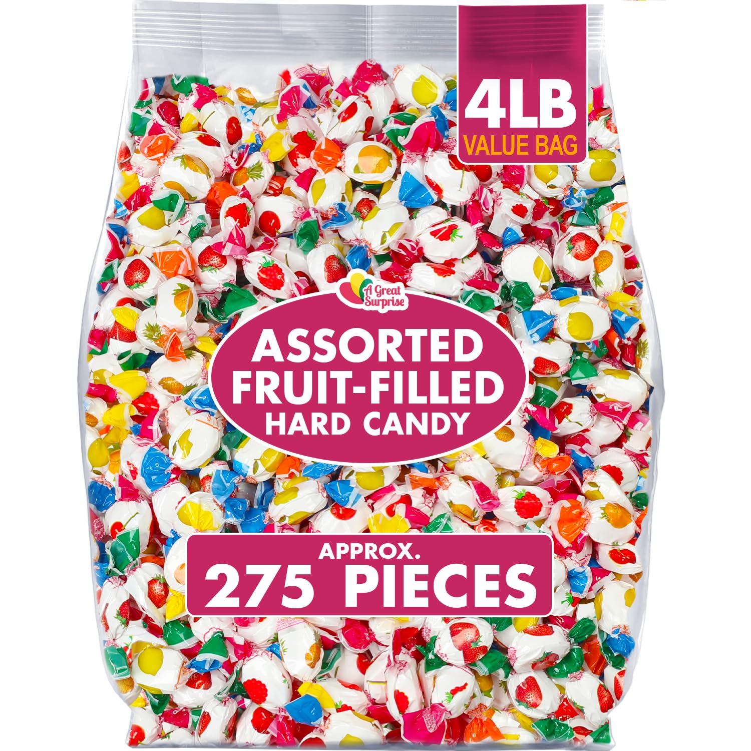 A Great Surprise fruit-filled hard candy shell close-up, showcasing crunchy shell and melt-in-your-mouth center.