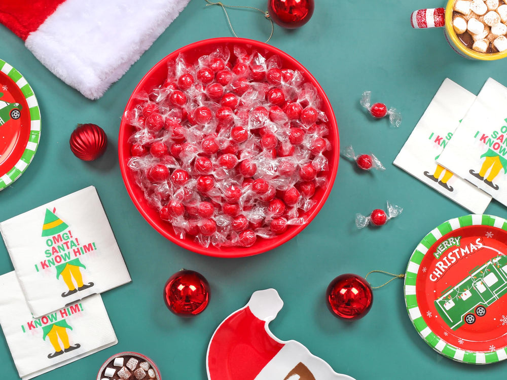 Holiday display using A Great Surprise cinnamon candies for bright seasonal décor