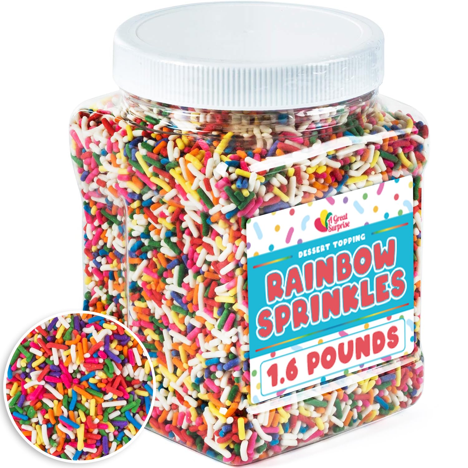 A Great Surprise Rainbow Sprinkles bulk 1.6 lb bag for easy baking