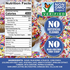 A Great Surprise rainbow sprinkles closeup showing vibrant color and smooth texture