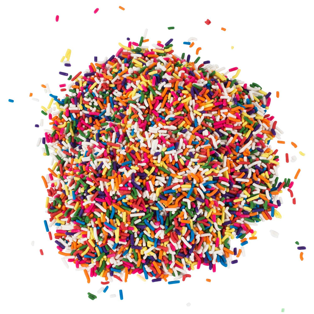 A Great Surprise Rainbow Sprinkles on ice cream for colorful dessert toppings.