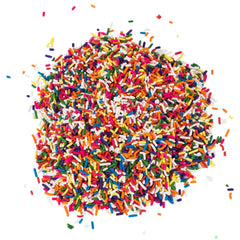 A Great Surprise Rainbow Sprinkles on ice cream for colorful dessert toppings.