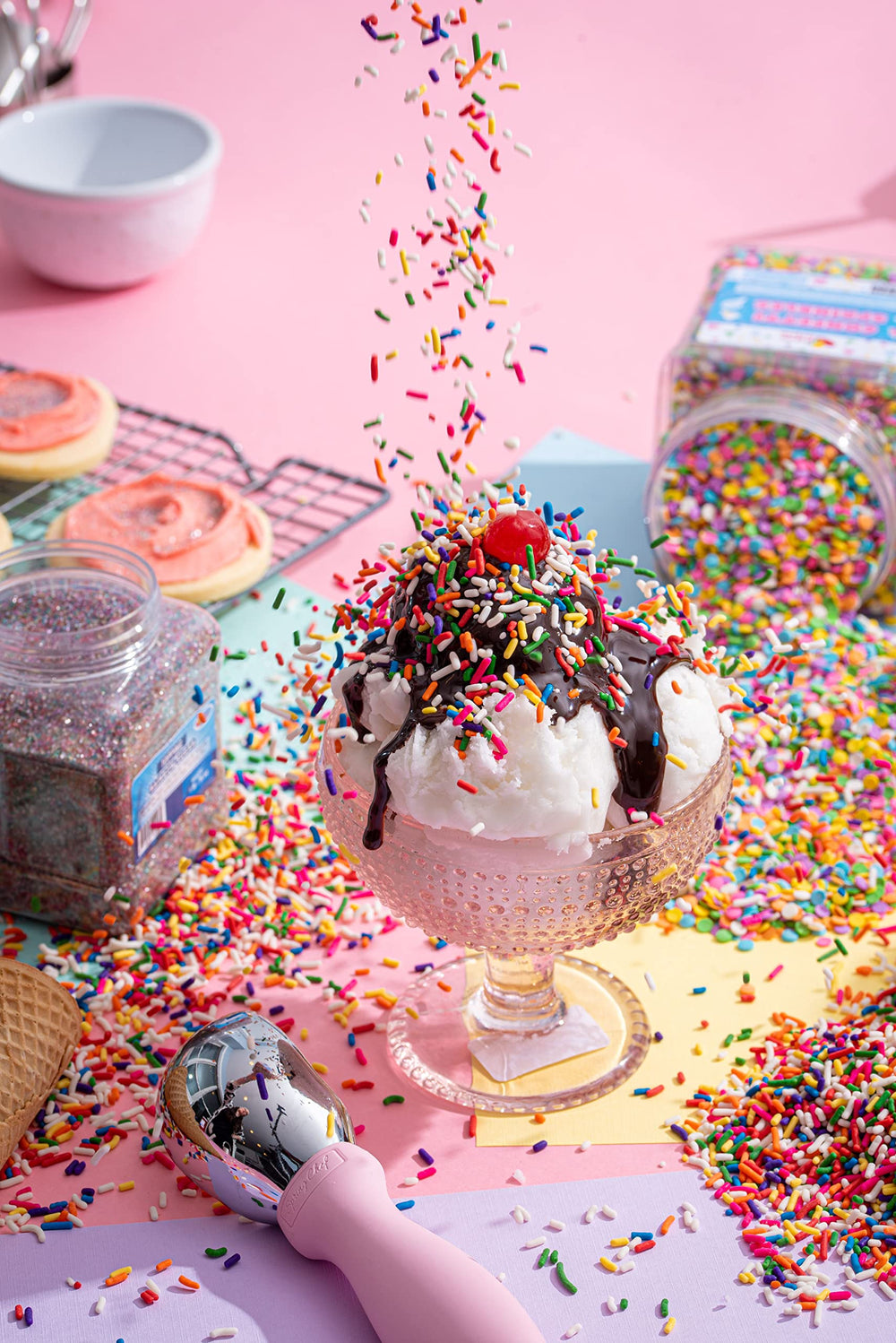 A Great Surprise Rainbow Sprinkles add texture to cupcakes and cookies