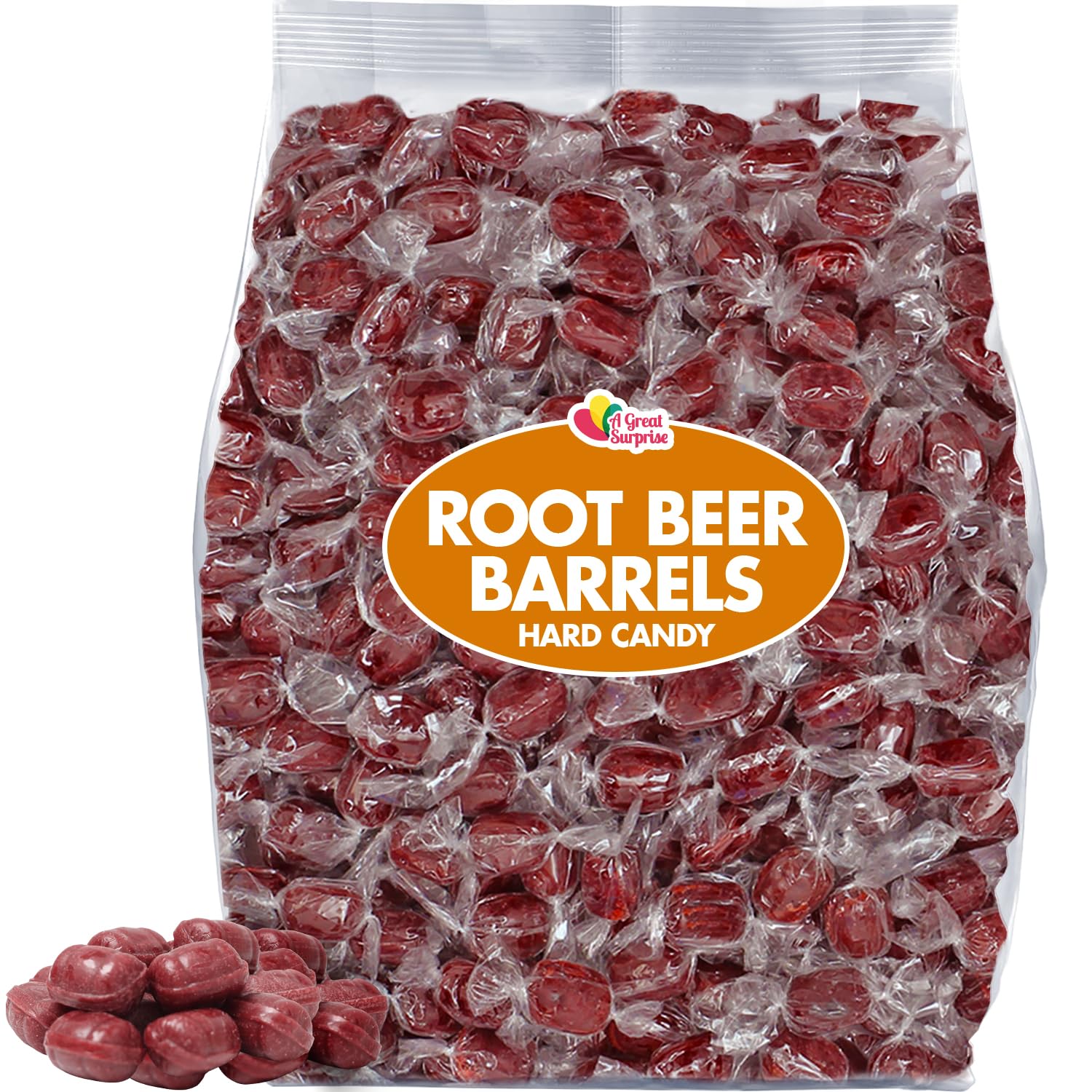 A Great Surprise root beer hard candy bulk 2lb – classic round shapes for sharing