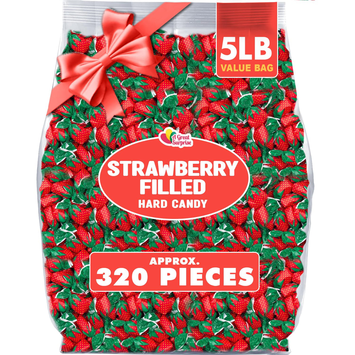 A Great Surprise strawberry hard candy bulk 5lb for party bowls and gatherings.