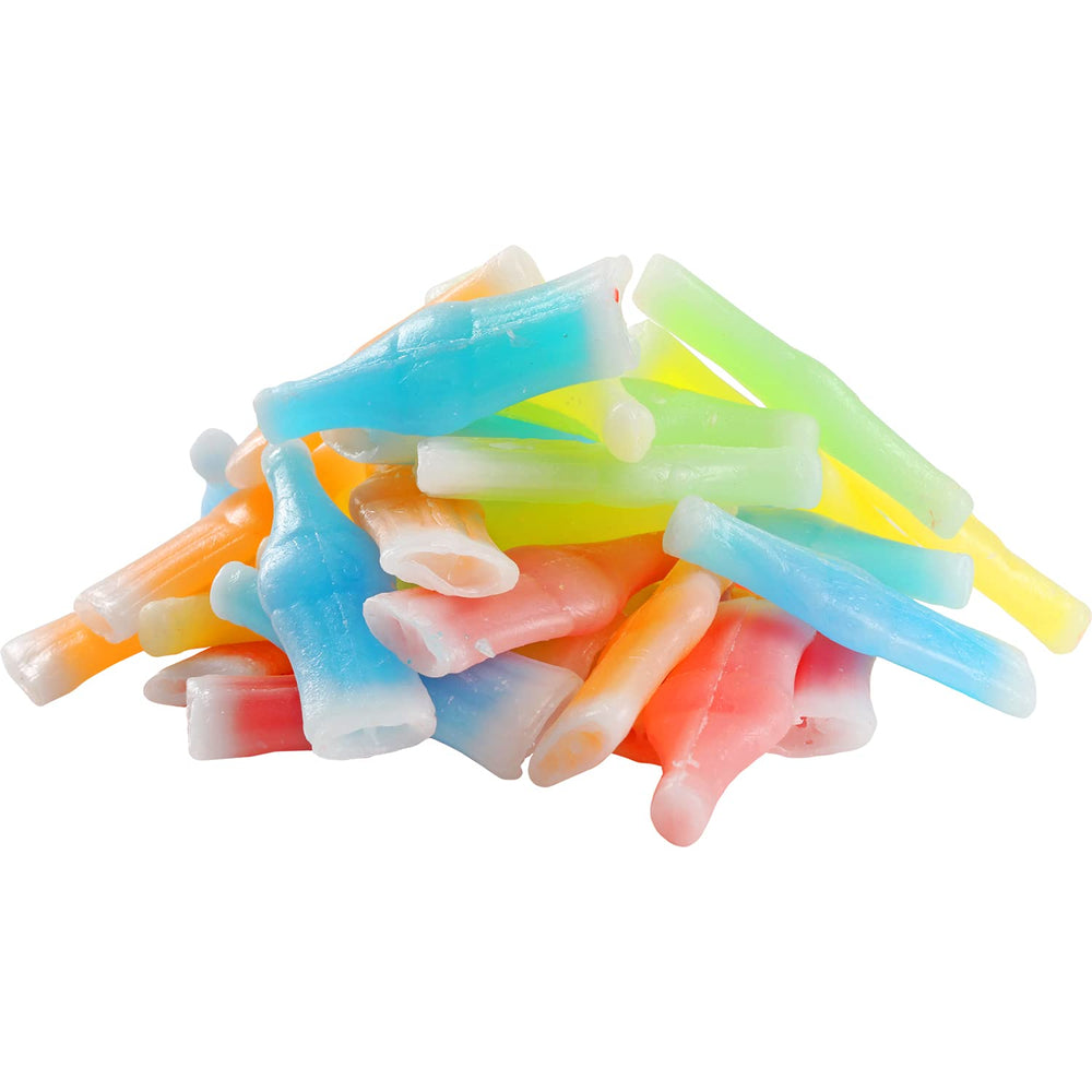 A Great Surprise wax bottle candy blue raspberry flavor, perfect for buffets.
