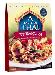 A Taste of Thai Pad Thai sauce bottle delivering authentic tamarind flavor for stir-fries.
