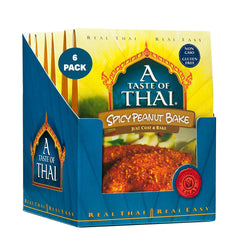 A Taste of Thai Spicy Peanut Bake packaging shows the gluten-free coating mix for quick, flavorful meals.